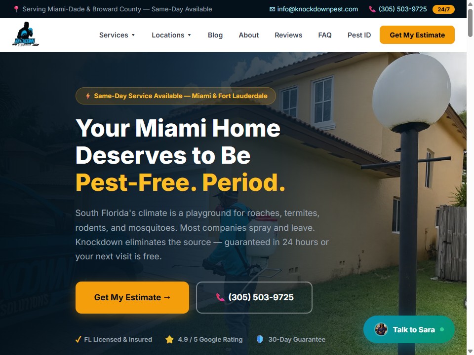 Knockdown Pest Control website, a live client site by Digital Footprint Solutions