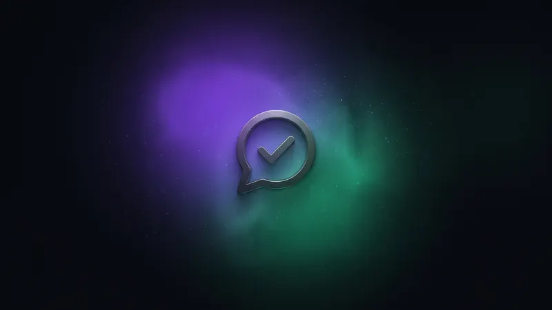 Glowing 3D chat bubble with a checkmark inside it, representing a closed follow-up conversation