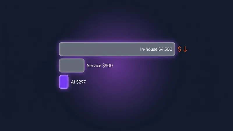 Horizontal bar chart comparing in-house, service, and AI receptionist monthly cost