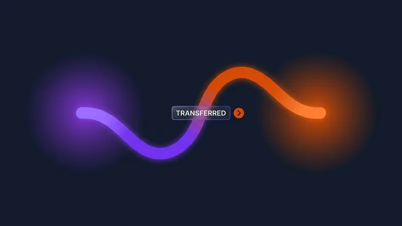Violet AI ribbon transitioning to orange ribbon with TRANSFERRED handoff chip